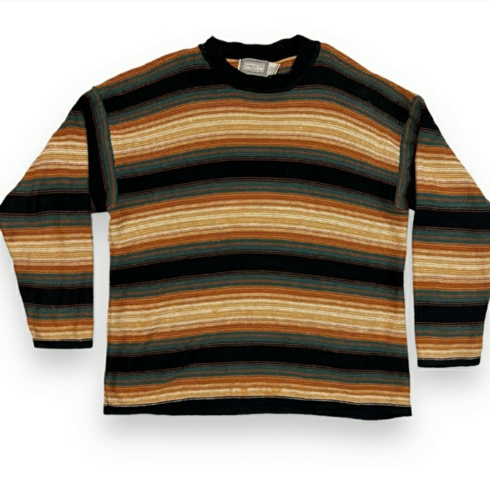 CONCRETE MIX Striped Crewneck Cotton Blend Sweater Vintage!